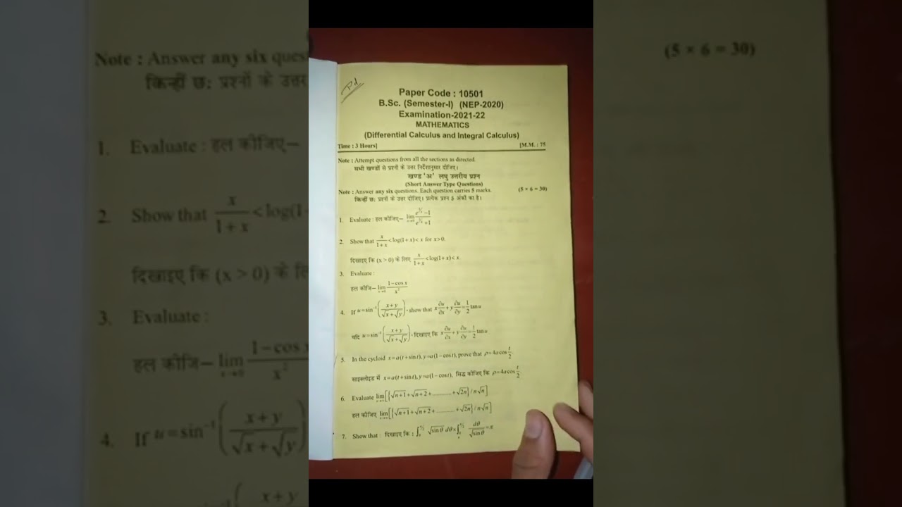 BSc Mathematics 1st Semester Paper - Viral & Ready to Download 📚