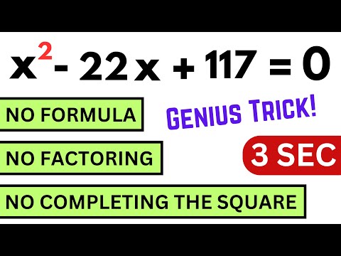 Quick Method to Solve Any Quadratic Equation in 3 Seconds