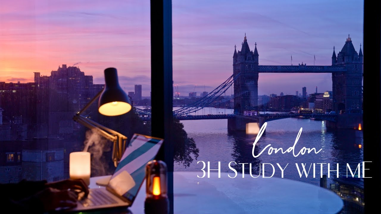 3-Hour Study with Me 🌅 | Colorful London Sunrise & Relaxing Lo-Fi | Pomodoro Technique