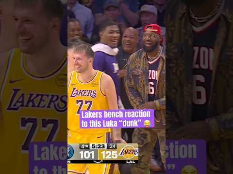 LeBron was loving this Luka dunk for 47 🔥