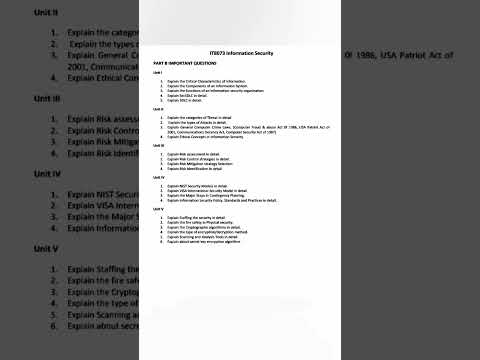 IT8073 Information Security Important Questions #r2017 #annauniversity #btechit