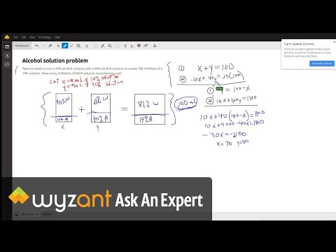 A sample mixture problem--mix two solutions with different concentration to end up with desired res