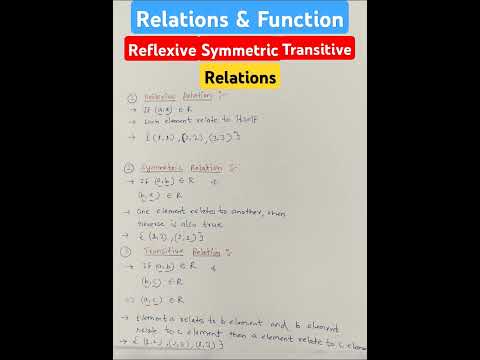 Reflexive Symmetric and Transitive🔥🔥🔥 Relation #relationandfunction #maths #class12th