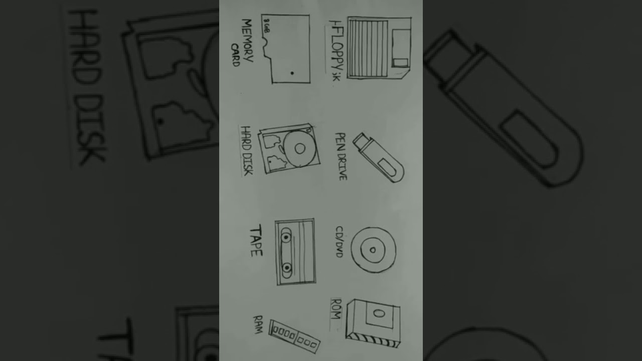 Creative Computer Storage Device Drawings 🎨 | Fun Art with Sai