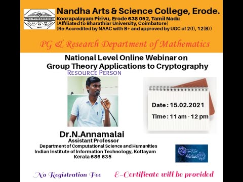 National Webinar on "Group Theory Applications to Cryptography"