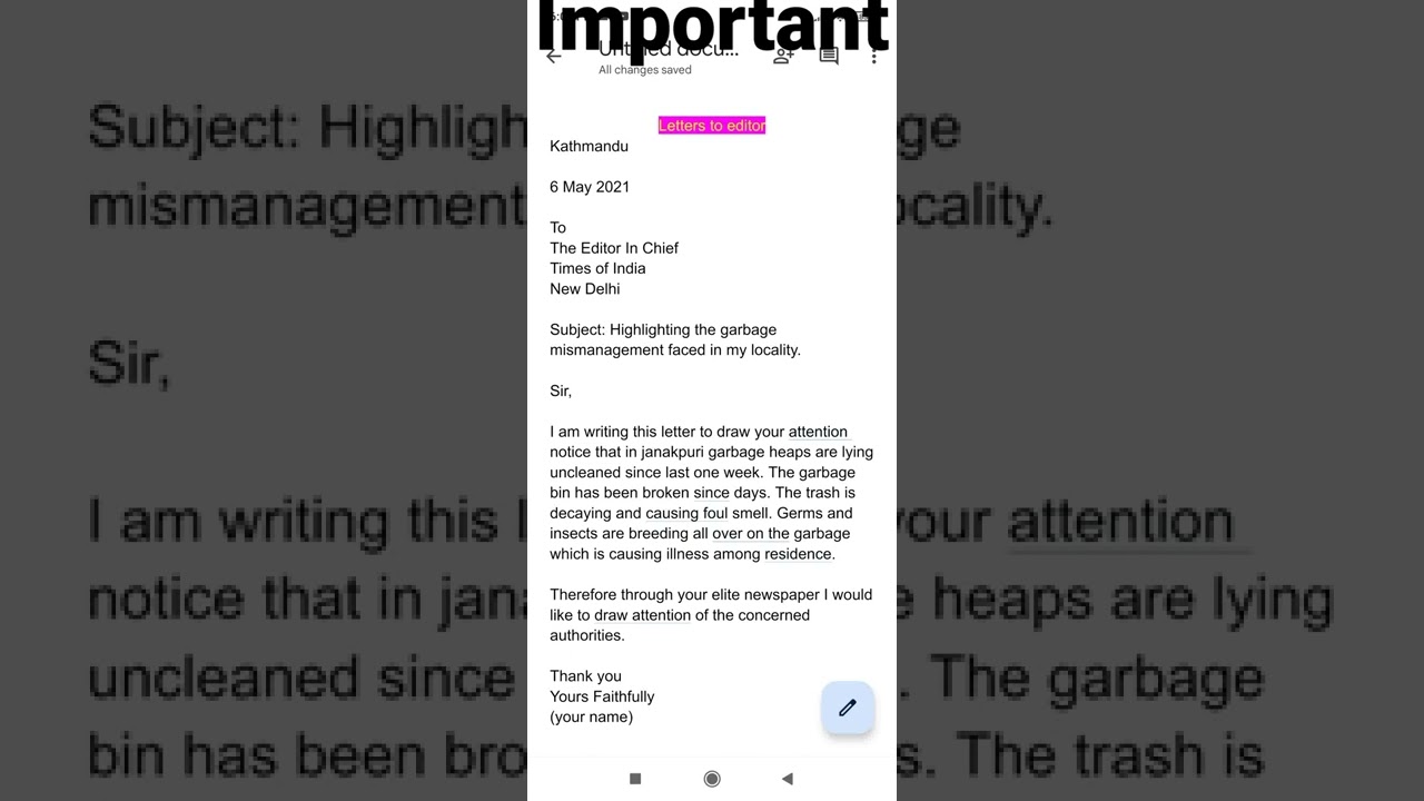 Class 11/12 Letter to Editor for NEB & SEE 📄