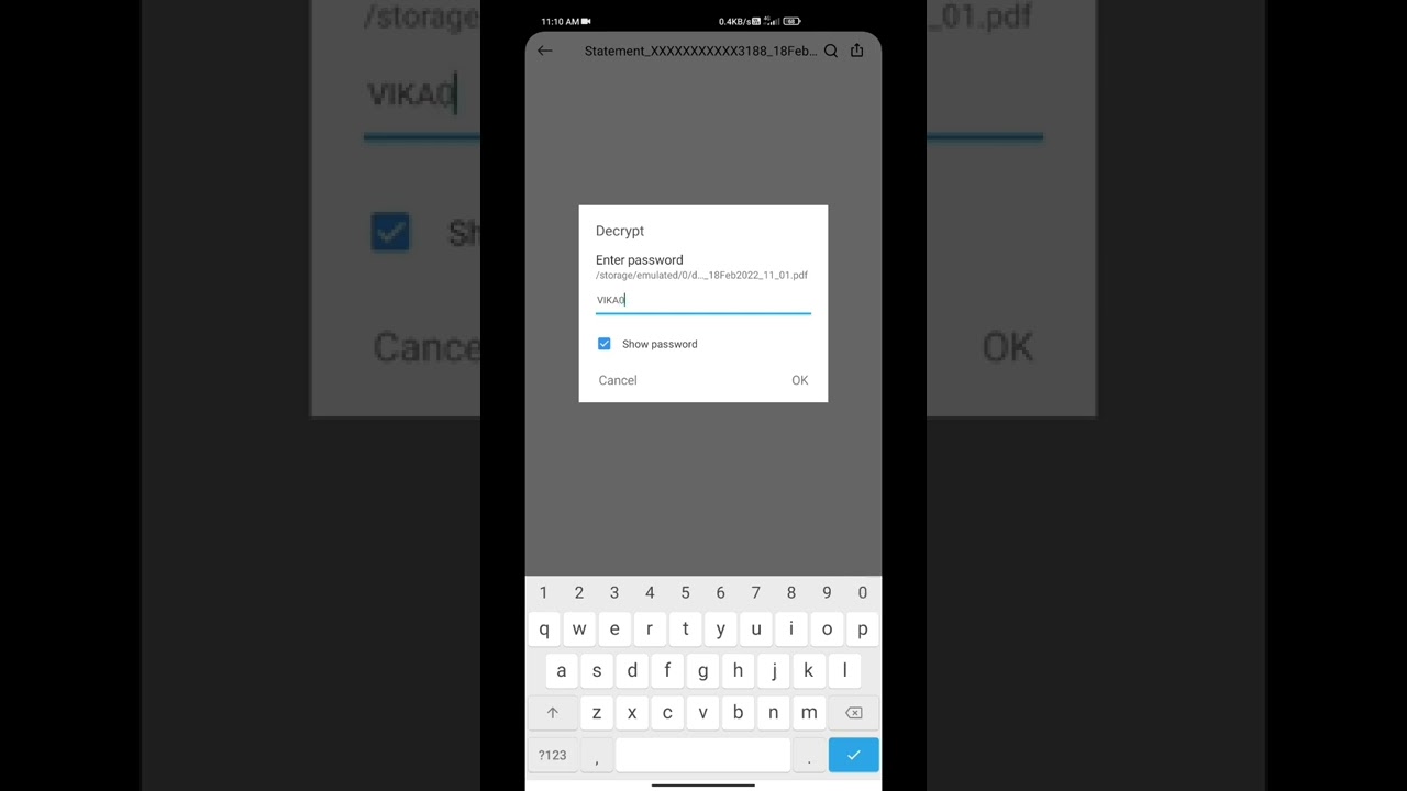 Example of a Bank Statement PDF Password