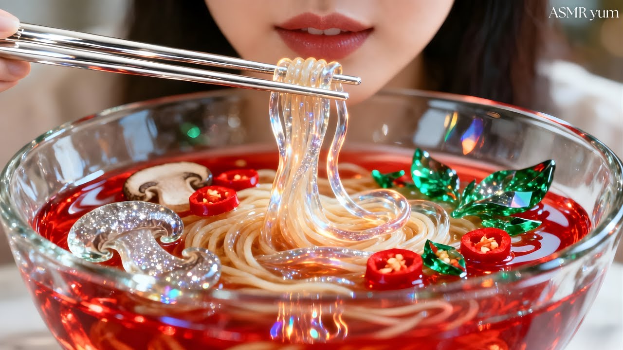 Makin Veggie Ramen Bowl with Glass Ingredients 🍜✨