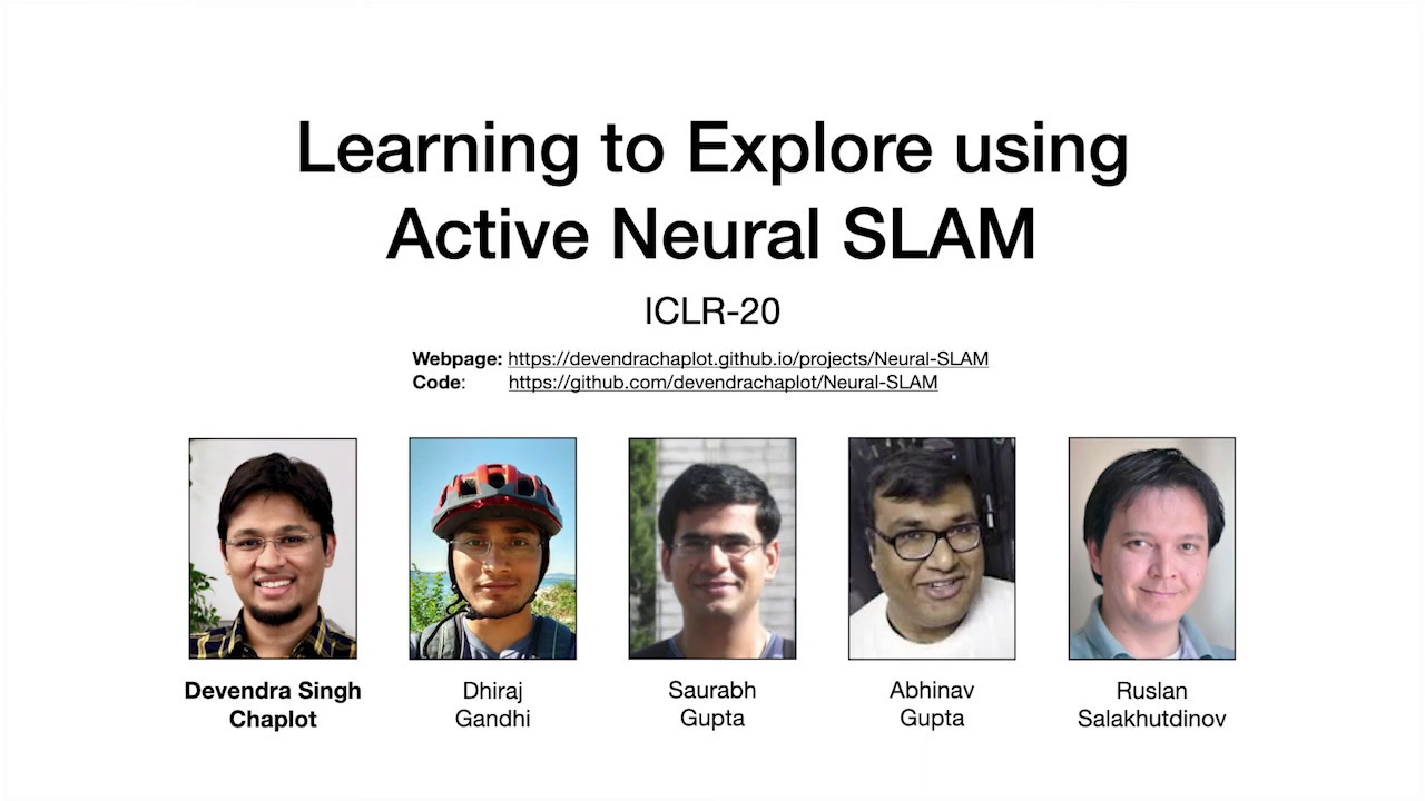 Active Neural SLAM for Exploration (ICLR 2020)