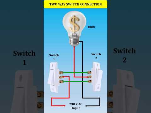 Two Way Switch Connection | Control One Bulb with Two Switches🔥#shorts #electricedison #diy #circuit