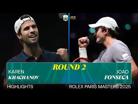 Karen Khachanov vs Joao Fonseca R2 highlights | Rolex Paris Masters