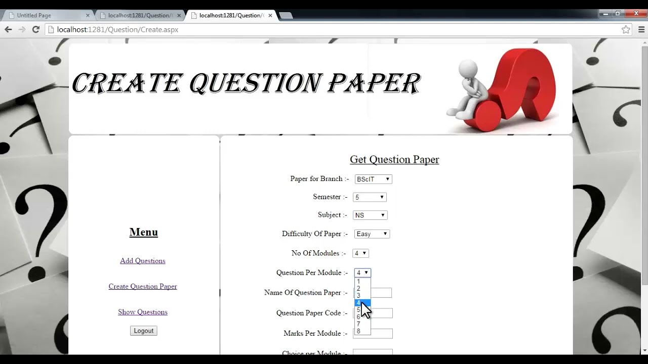Question paper generator system