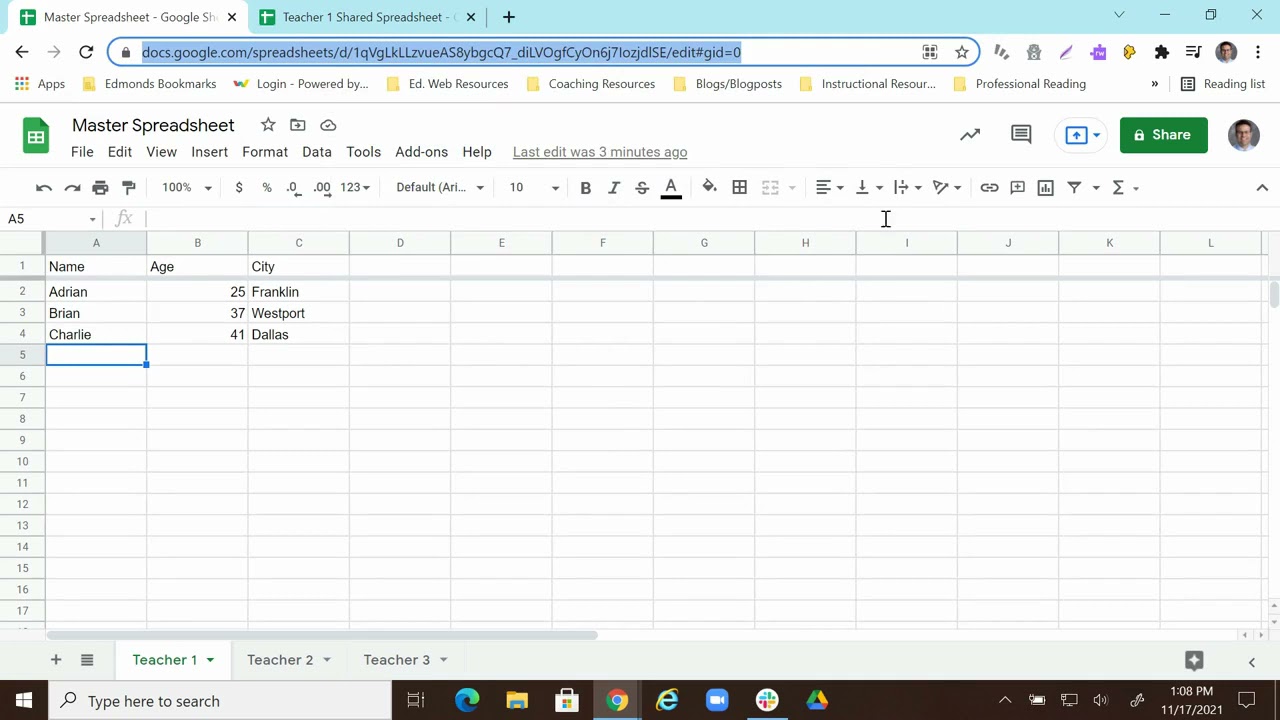 Sync Data Between Sheets in Google Sheets