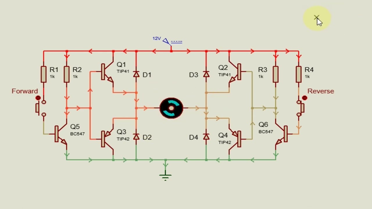 3 Circuits for Forward & Reverse 12V DC Motor Control