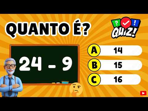 🏆 Quiz de Matemática Básica de Subtração #1 [DUVIDO VOCÊ ACERTAR TUDO]