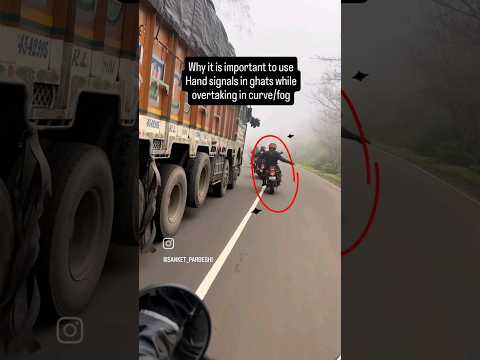 Importance of hand signals while overtaking in ghats and foggy areas. #ridesafe #handsignals #bike