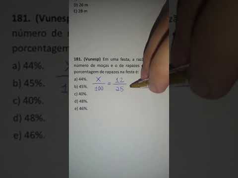 Questão da VUNESP sobre razão e porcentagem