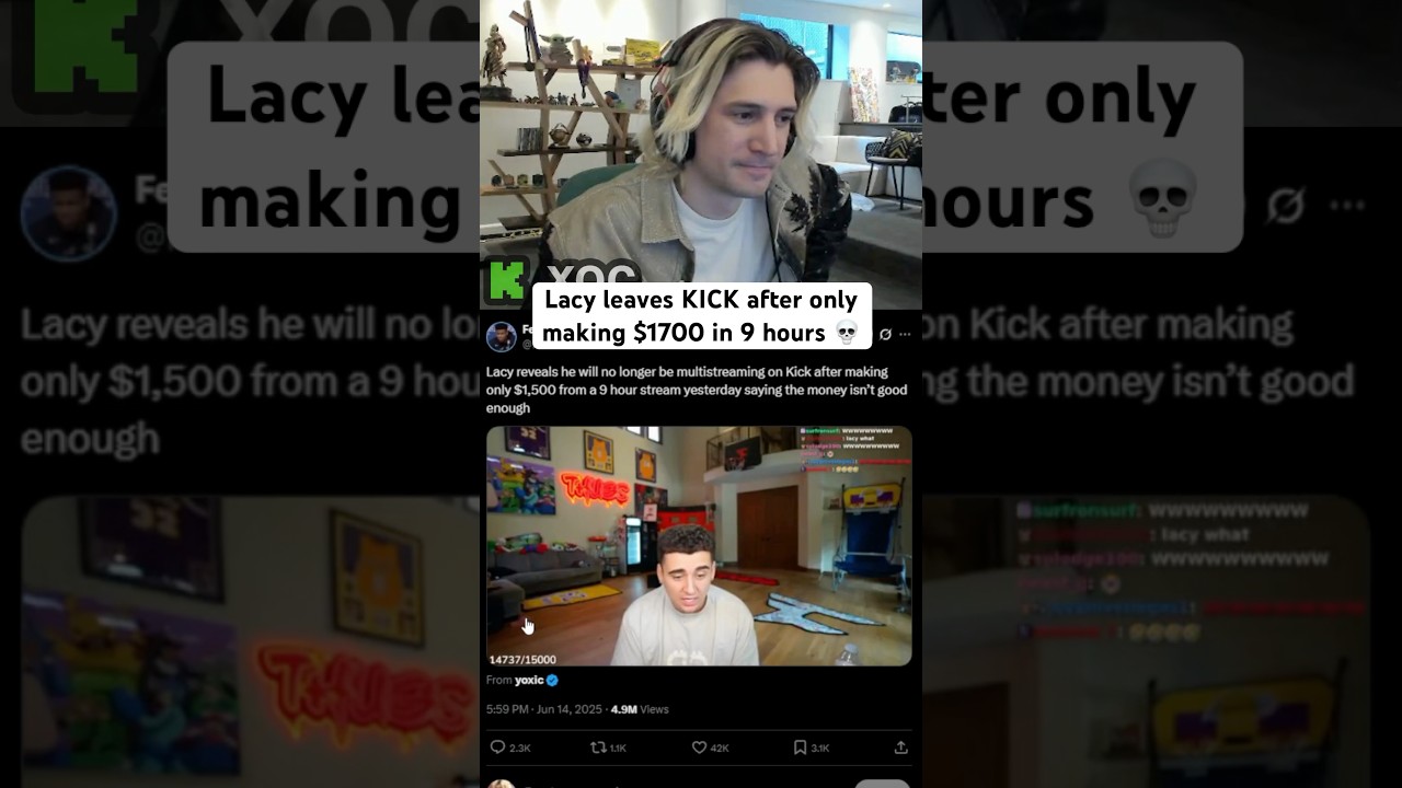 xQc Reacts to Lacy's Sudden Kick from Kick Streaming 💸