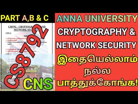 Anna University Cryptography & Network Security Important Questions | Engineering CS8792 | CNS | AU