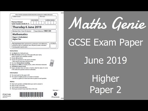 Edexcel GCSE Maths June 2019 2H Exam Paper Walkthrough