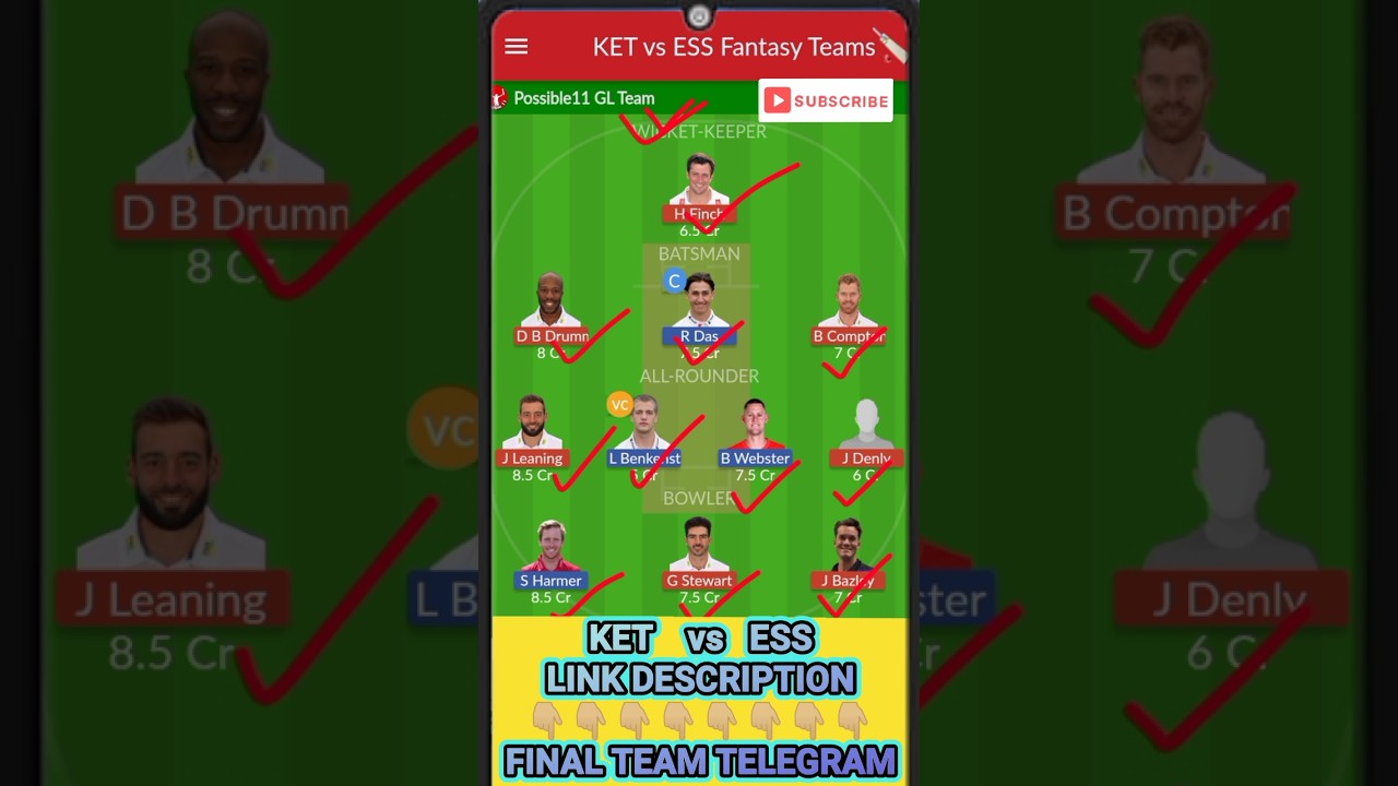 KET vs ESS Dream11 Prediction 🔥 | Expert Tips & Team Picks for Today's Match