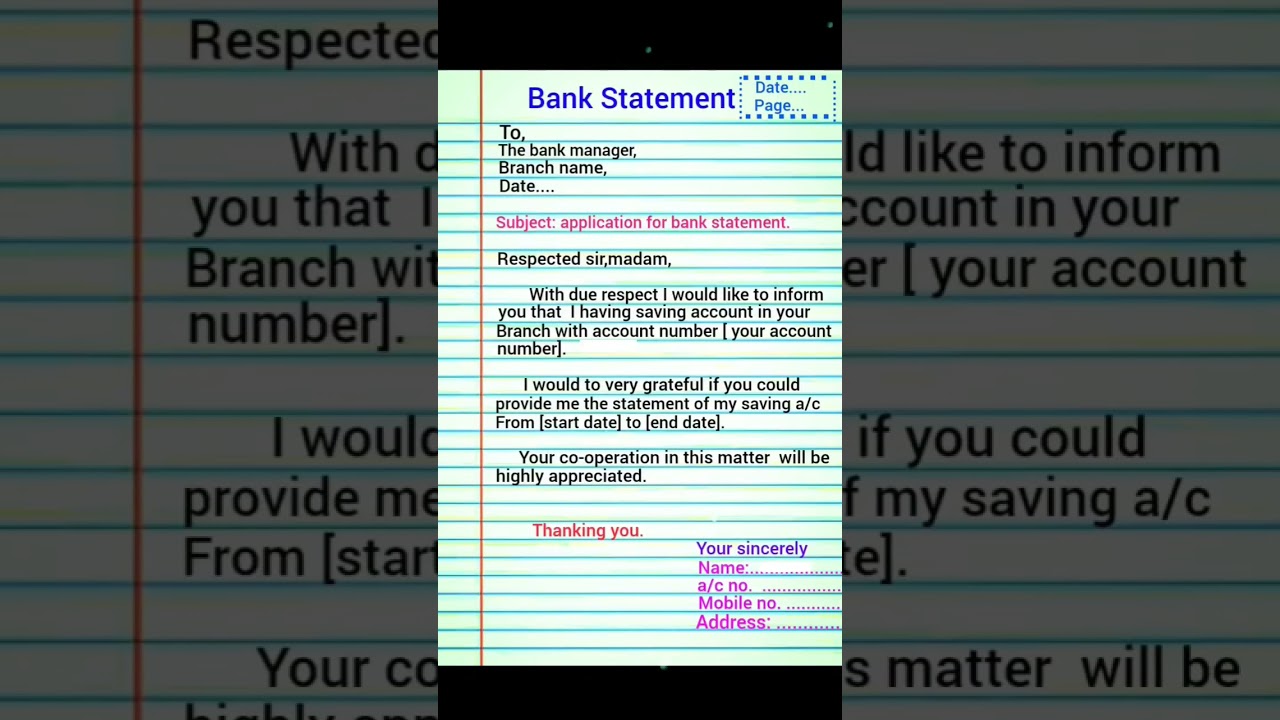 Understanding Bank Statement Applications in English