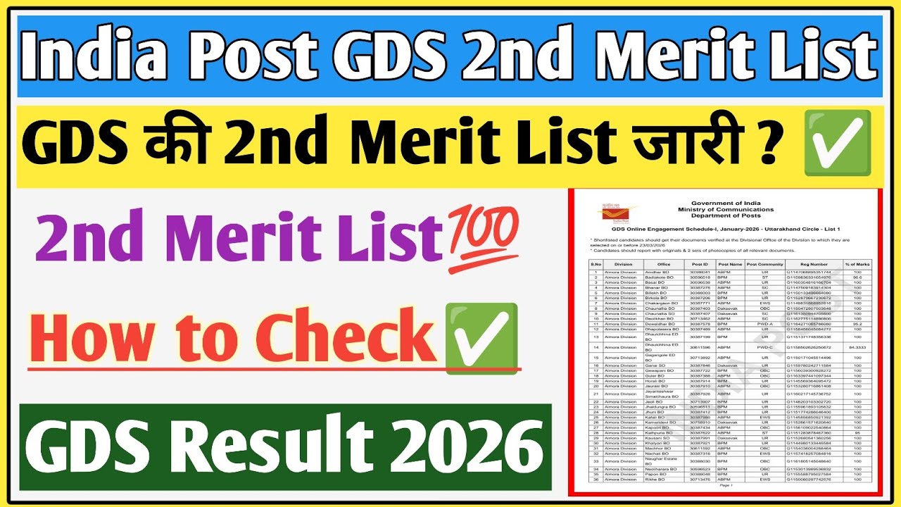 GDS 2nd merit list 2026 | GDS 2nd merit list 2026 Kaise Dekhe🔥| GDS 2nd merit list check 2026 #gds 