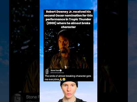 Robert Downey Jr. received his second Oscar nomination for this performance in Tropic Thunder