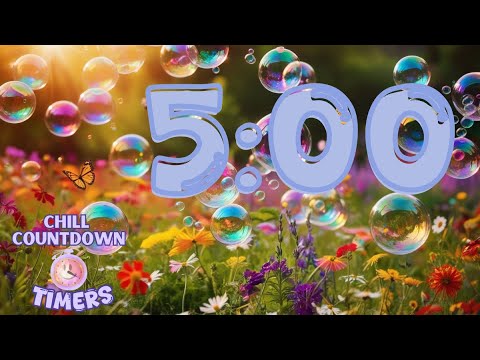 5 Minute Chill Countdown Timer with relaxing music with Bubbles and Butterflies, Lo-Fi Music