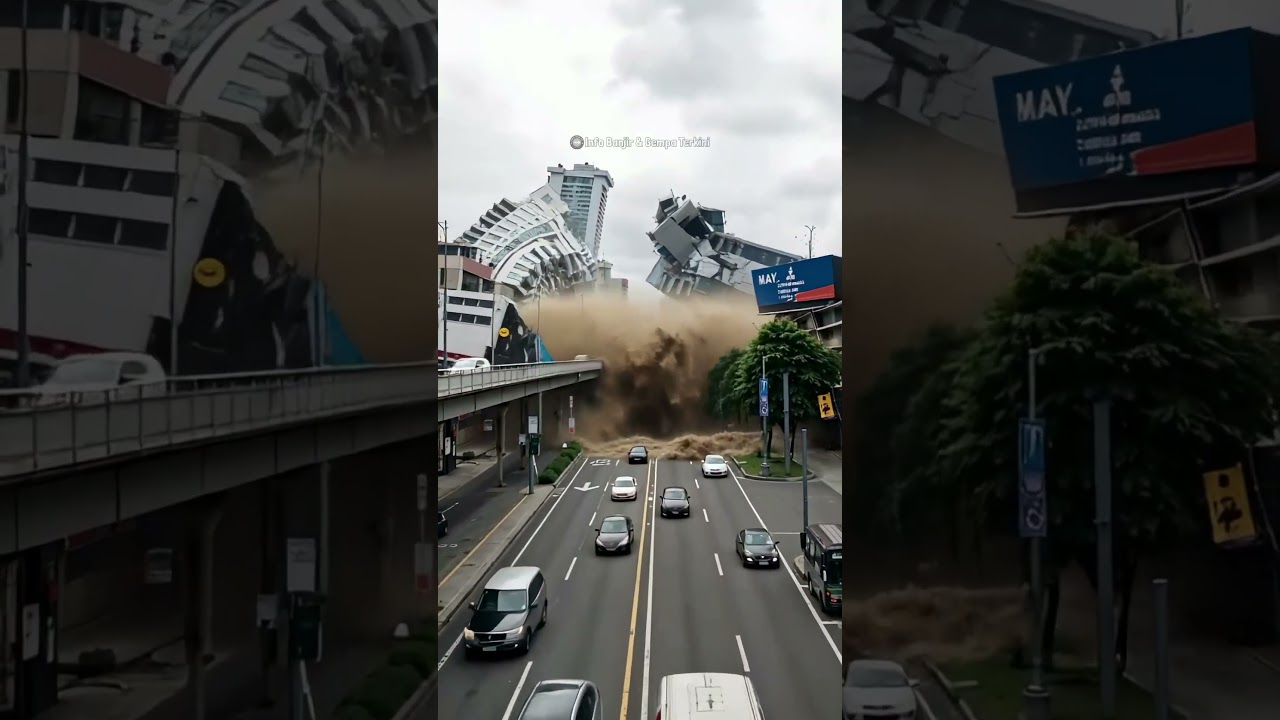 Gempa Dahsyat Hancurkan Pusat Kota dan Picu Banjir Bandang! 🌊 #Viral #Shorts