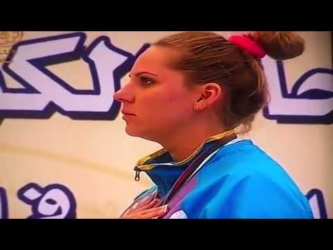 When Mariya Dmitriyenko wins at Kuwait Medal Ceremony but it plays a (proper) Kazakhstan anthem