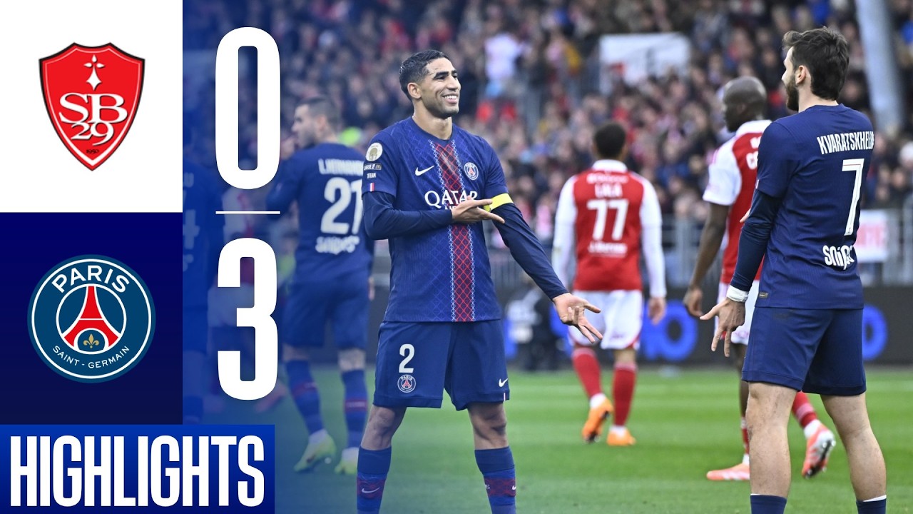 Victoire écrasante du PSG à Brest – Revivez les moments forts ! ❤️💙