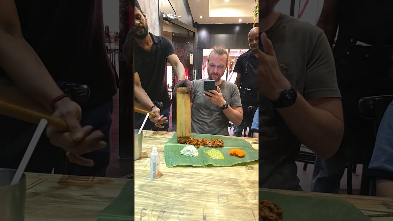 Bamboo Biryani Served on Banana Leaf in Malaysia 🍚