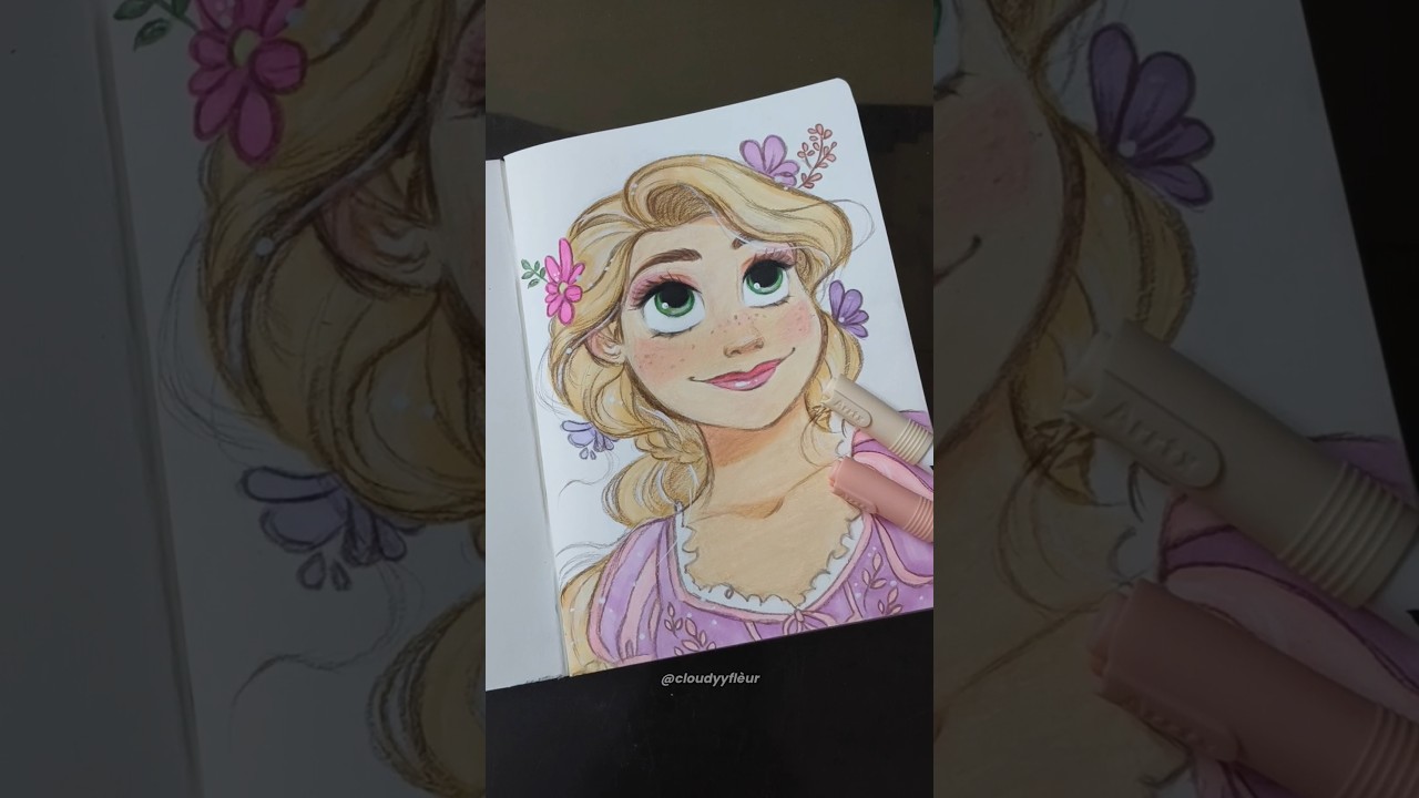 drawing my fav Disney princess!! 💜✨ #art #arrtxmarkers #rapunzel #drawing #sketch