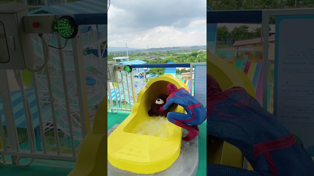 Spider-Man Takes on Epic Water Slide Jumps! 😱 | Waterpark Adventure