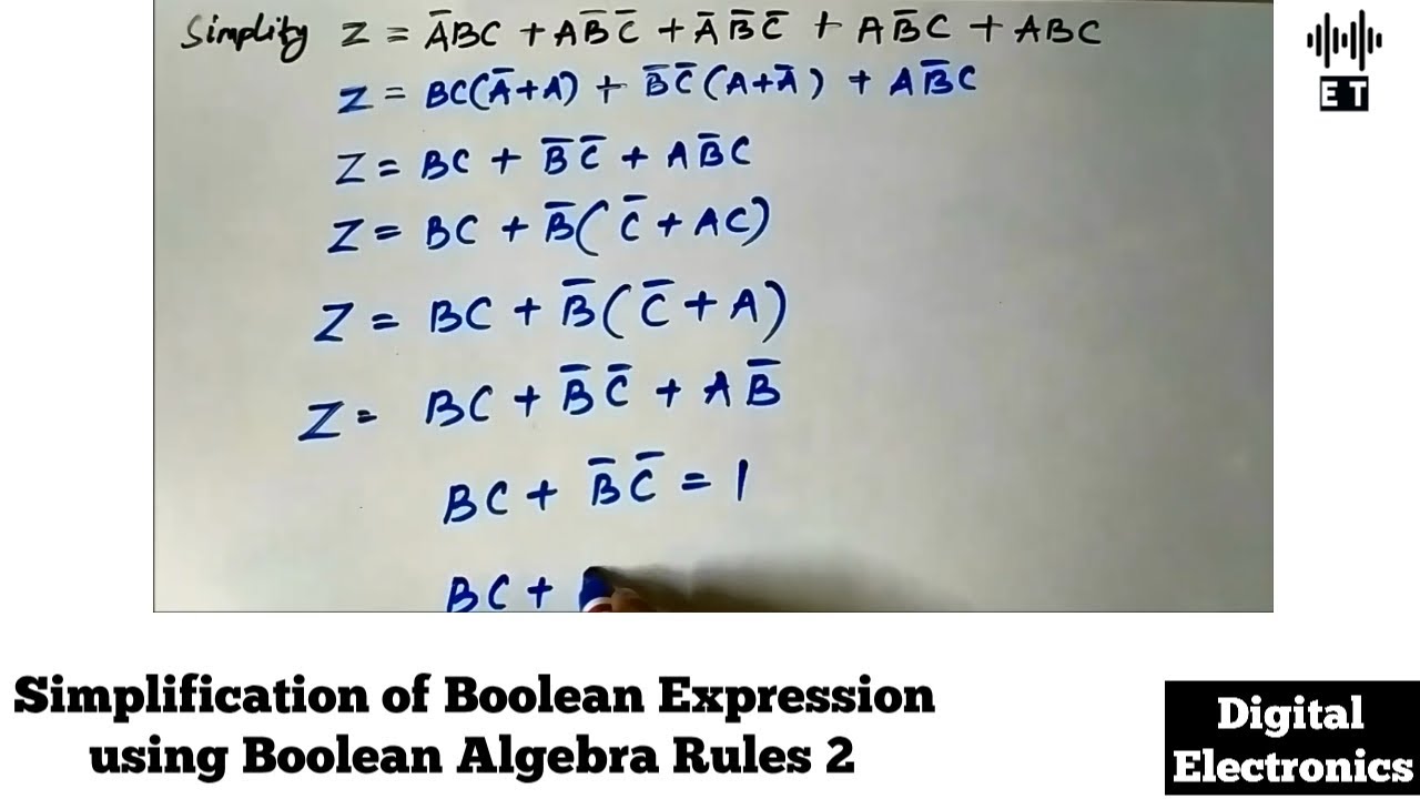Boolean Expression Simplification Using Boolean Algebra Rules | Important Question 2