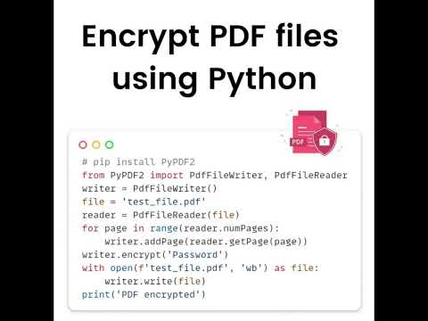 Encrypt PDF files using Python #python #artificialintelligence #pythonprogramming