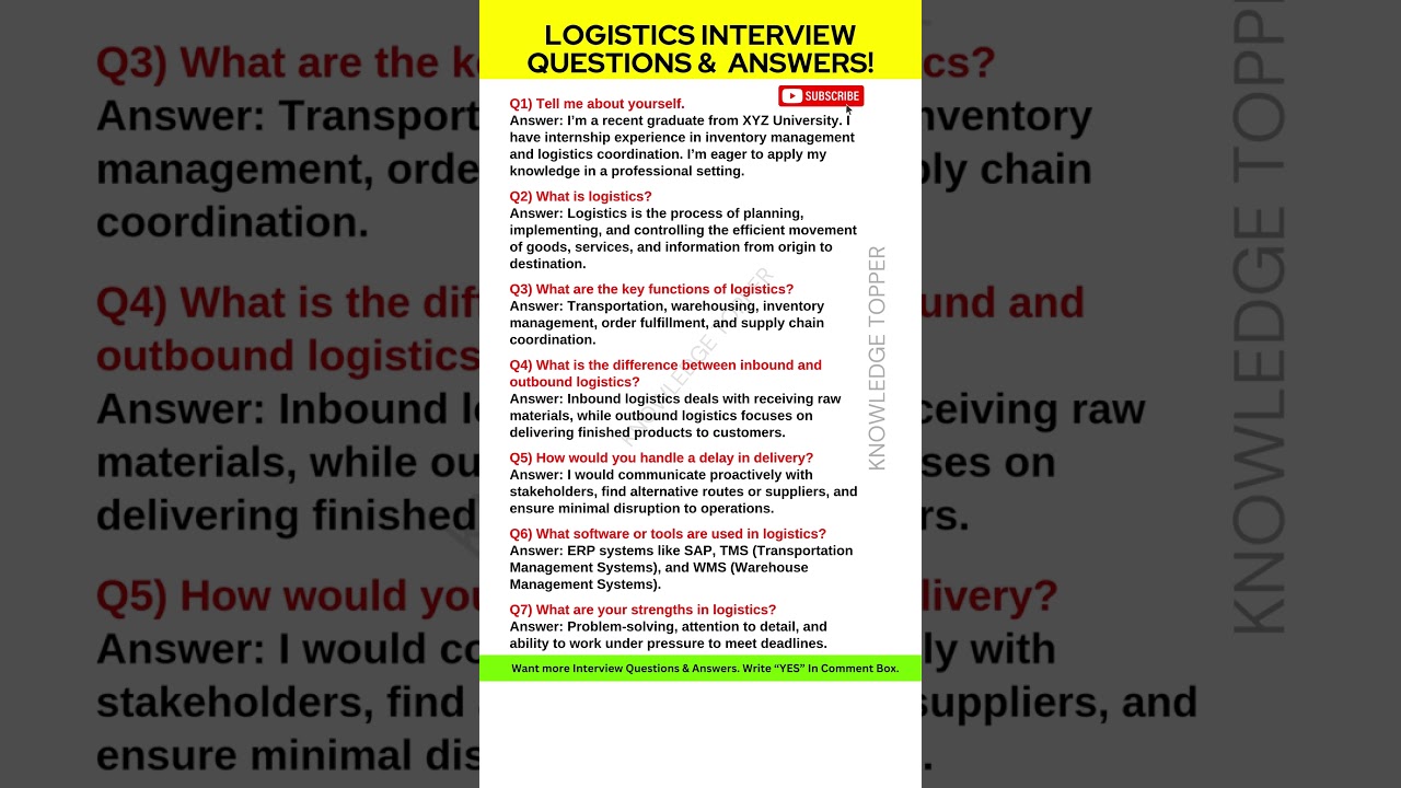 Top 7 Logistics Interview Questions & Expert Answers 🚚