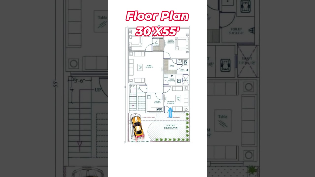 30x55 House & 2BHK Floor Plan 🏡