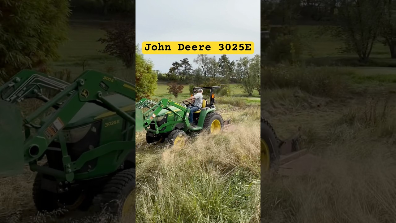 John Deere 3025E: Brush Hog Tall Grass & Weeds 🌾