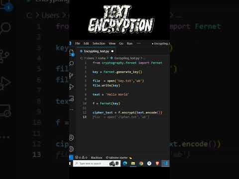 Encrypting Text Using Cryptography π½ #pythonprogramming #python #fernet #cryptography #Hashing