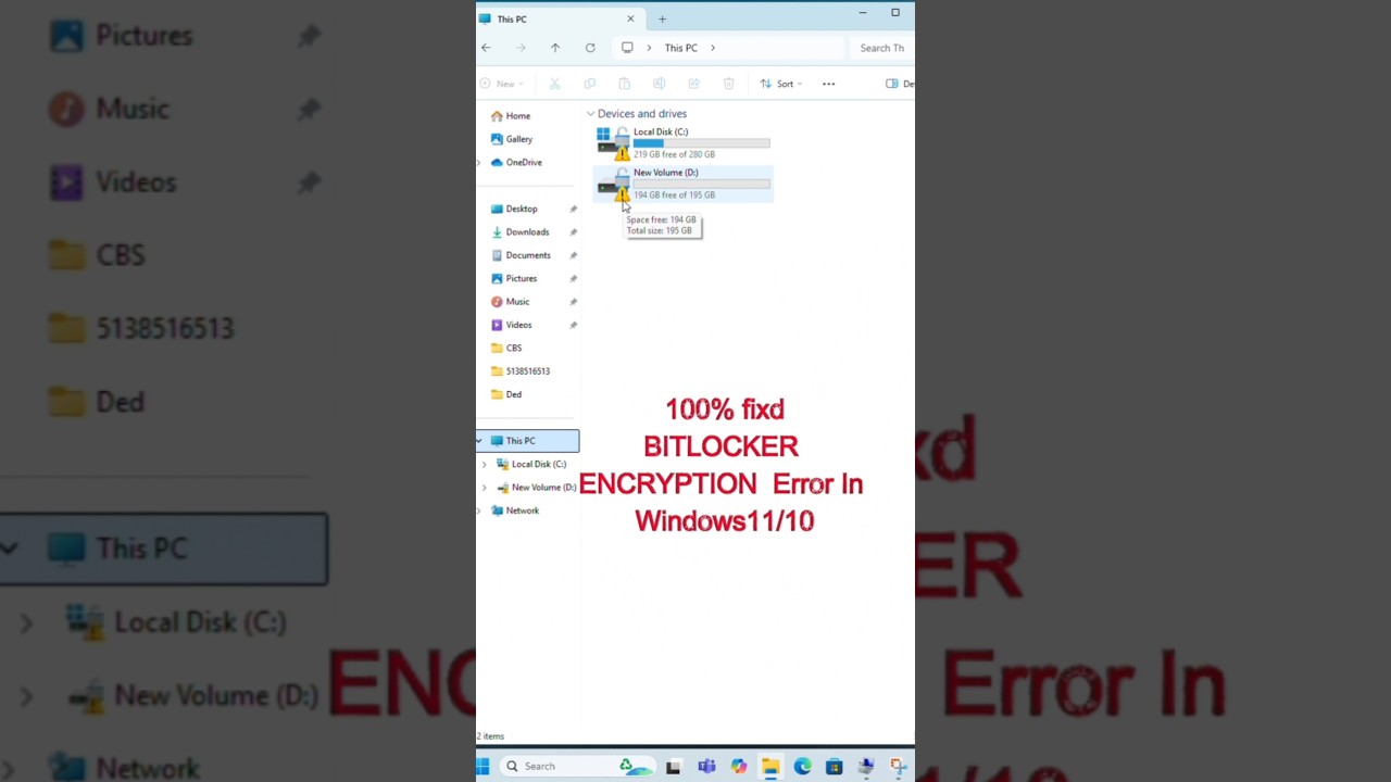 Removing BitLocker Encryption Drive Errors in Windows 10/11