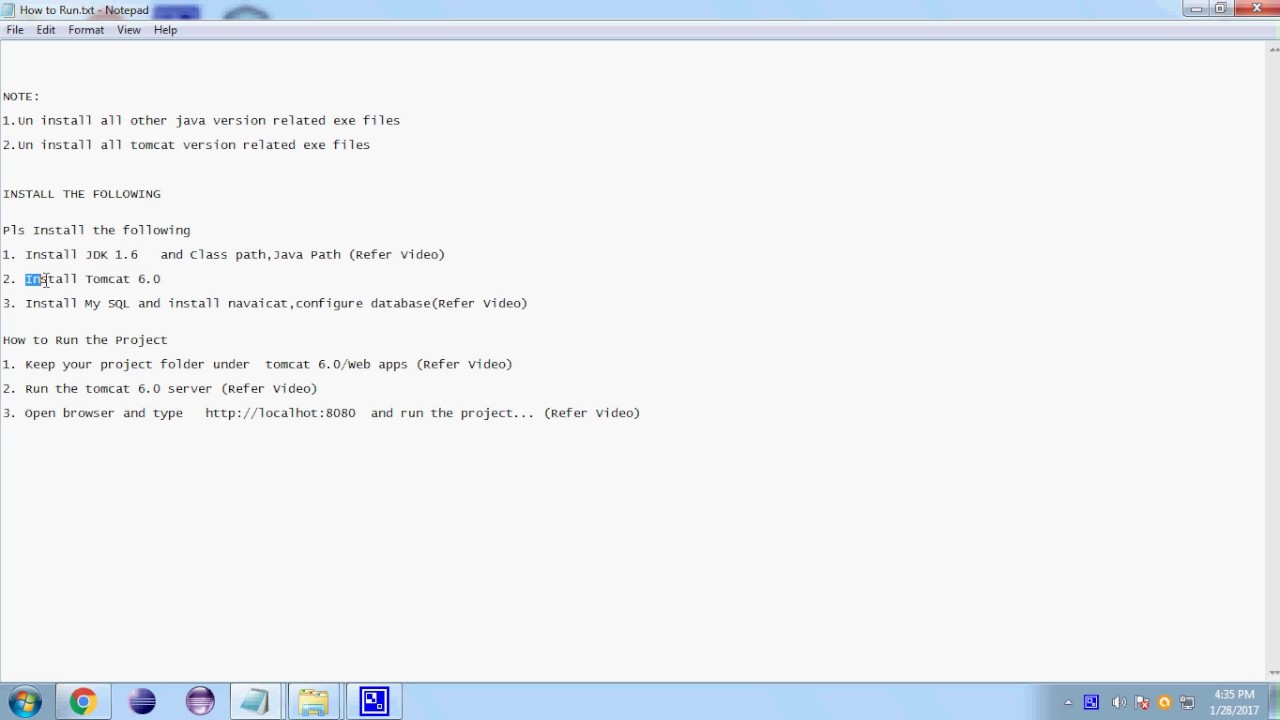 Software Installation Procedure for Running J2EE Projects