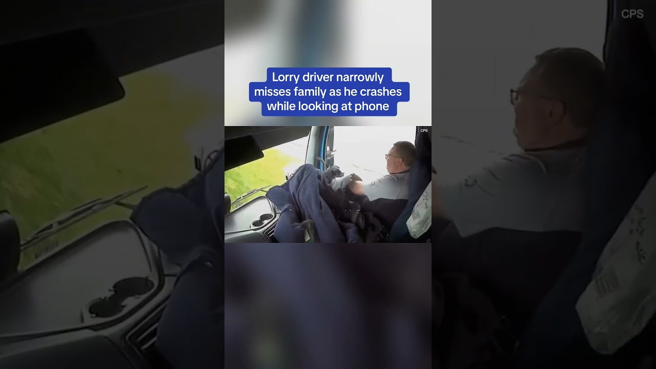 Lorry Driver Nearly Hits Family While Distracted by Phone 🚚