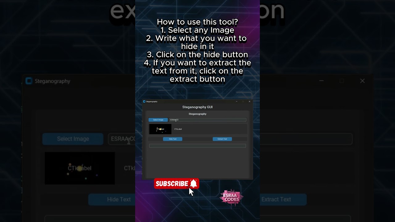 Using My Steganography Tool: Hide and Extract Text - Part 3