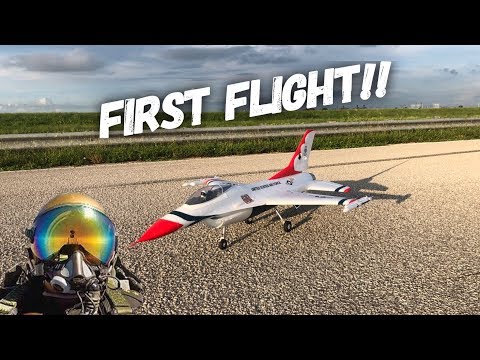 E Flite F 16 70mm MAIDEN FLIGHT!