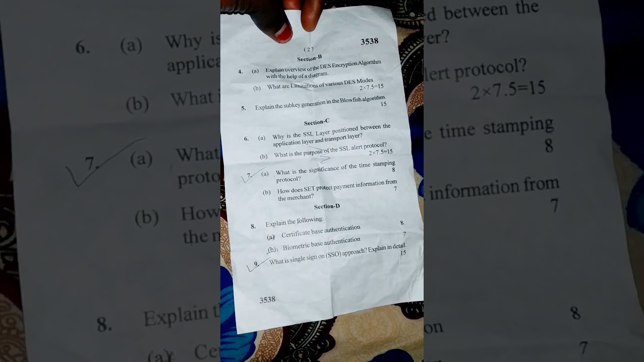 MDU Network Security & Cryptography Question Paper π