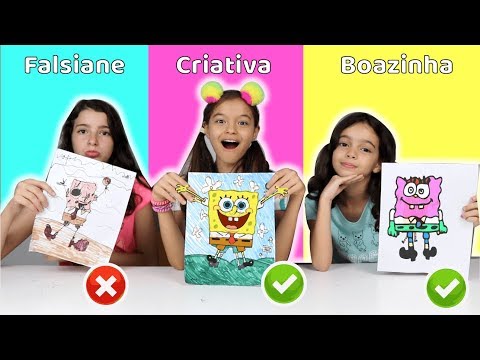 COLORINDO COM 3 CORES NA ESCOLA! Criativa vs falsiane vs boazinha( 3 MARKER CHALLENGE!)