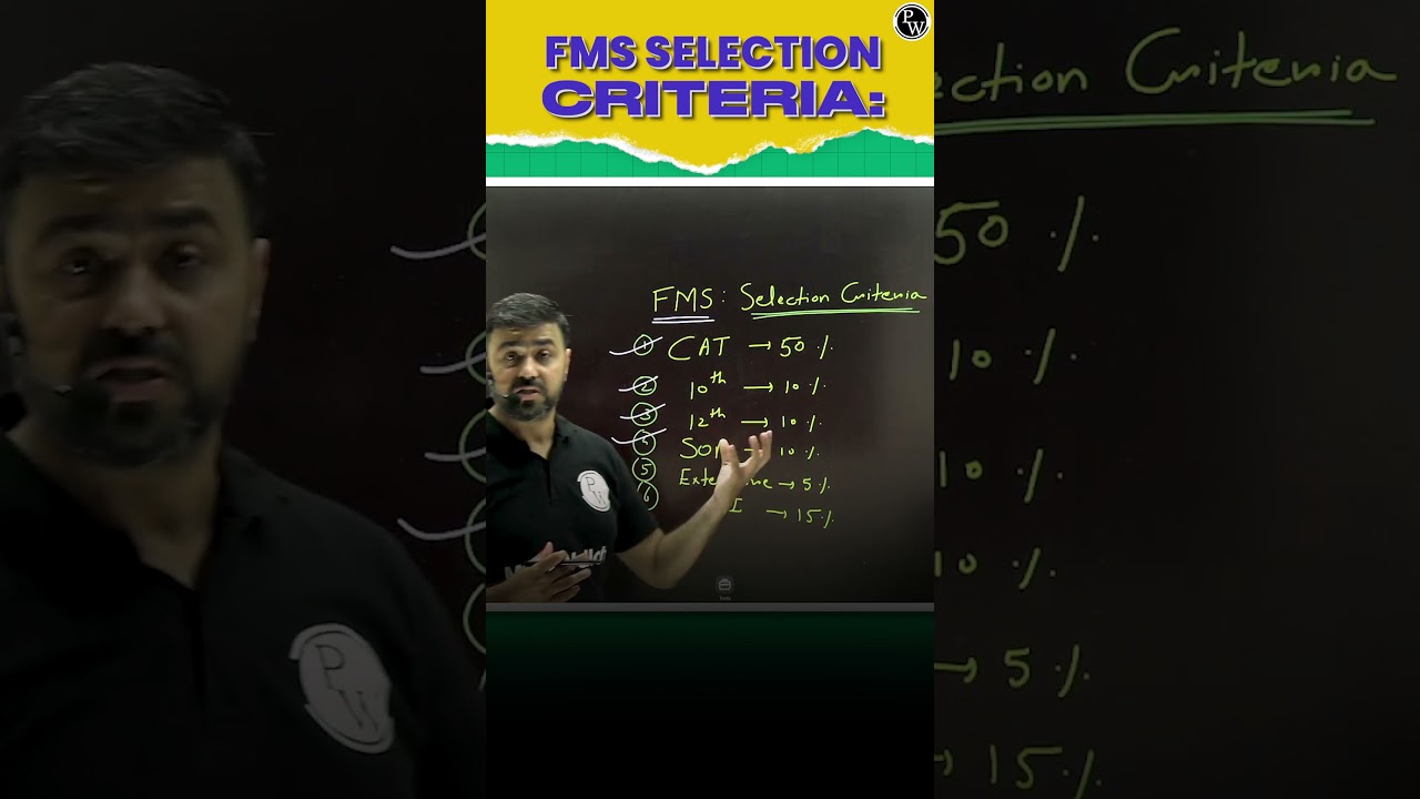 Selection Criteria for FMS | CAT Score is the Dominating Factor | Best ROI #shorts #mbawallah