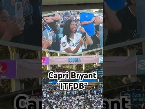 Capri Bryant with #ITFDB on Kobe Bryant Bobblehead night at Dodger Stadium